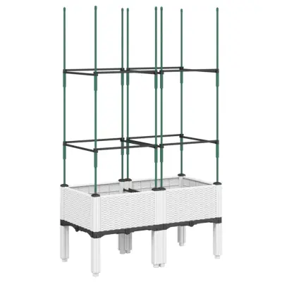 vidaXL Cvetlično korito z oporno mrežo belo 80x40x142,5 cm PP