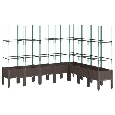 vidaXL Cvetlično korito z oporno mrežo rjavo 200x160x142,5 cm PP