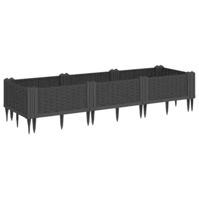 vidaXL Cvetlično korito z zatiči črno 125x40x28,5 cm PP