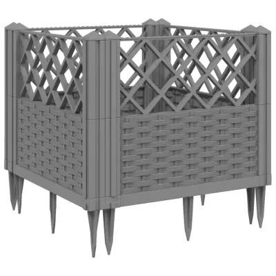 vidaXL Cvetlično korito z zatiči svetlo sivo 43,5x43,5x43,5 cm PP
