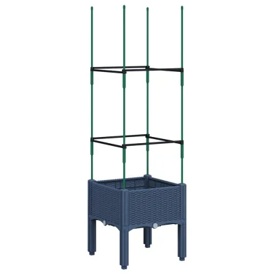 vidaXL Cvetlično korito z oporno mrežo modro sivo 40x40x142,5 cm PP