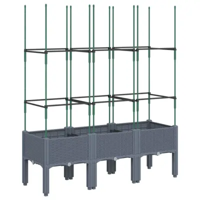 vidaXL Cvetlično korito z oporno mrežo modro sivo 120x40x142,5 cm PP