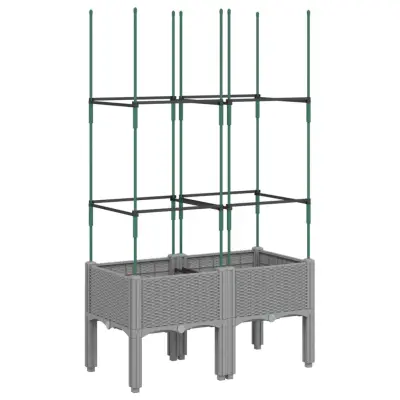 vidaXL Cvetlično korito z oporno mrežo svetlo sivo 80x40x142,5 cm PP