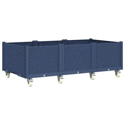 vidaXL Cvetlično korito s kolesi modro sivo 150x80x54 cm PP
