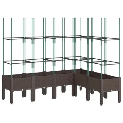 vidaXL Cvetlično korito z oporno mrežo rjavo 160x120x142,5 cm PP