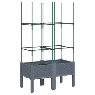 vidaXL Cvetlično korito z oporno mrežo modro sivo 80x40x142,5 cm PP