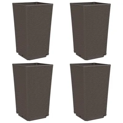 vidaXL Vrtna cvetlična korita 4 kosi rjava 32,5x32,5x57 cm PP