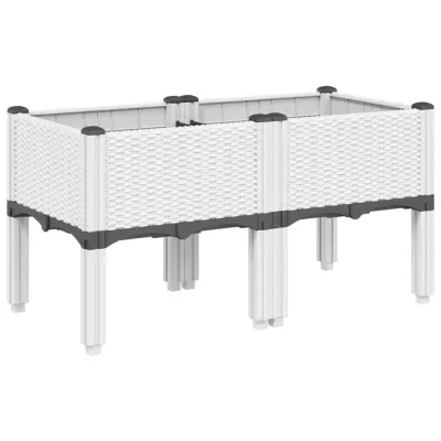 vidaXL Cvetlično korito z nogami belo 80x40x42 cm PP