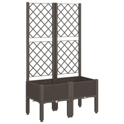 vidaXL Cvetlično korito z oporno mrežo rjavo 80x40x142 cm PP