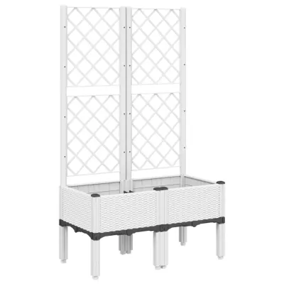 vidaXL Cvetlično korito z oporno mrežo belo 80x40x142 cm PP