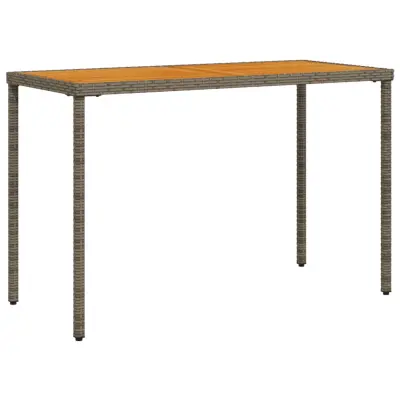 vidaXL Vrtna miza z leseno akacijevo ploščo siva 115x54x74 cm PE ratan