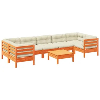 vidaXL Vrtna sedežna garnitura 8-delna z blazinami voščeno rjava