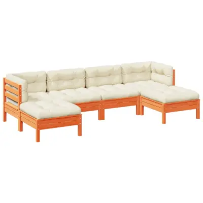 vidaXL Vrtna sedežna garnitura 6-delna z blazinami voščeno rjava