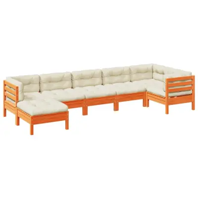 vidaXL Vrtna sedežna garnitura 7-delna z blazinami voščeno rjava