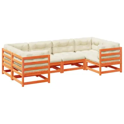 vidaXL Vrtna sedežna garnitura 6-delna z blazinami voščeno rjava