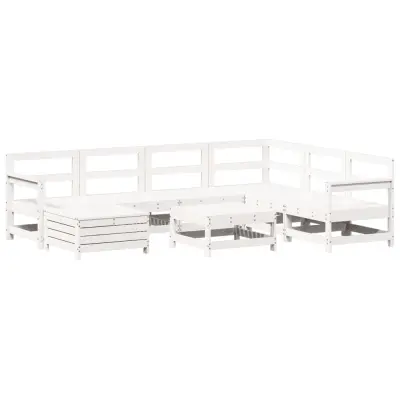 vidaXL Vrtna sedežna garnitura 8-delna bela trdna borovina