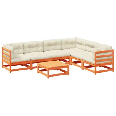 vidaXL Vrtna sedežna garnitura 7-delna z blazinami voščeno rjava