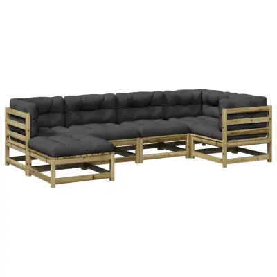 vidaXL Vrtna sedežna garnitura 6-delna z blazinami impreg. borovina