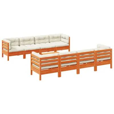 vidaXL Vrtna sedežna garnitura 9-delna z blazinami voščeno rjava