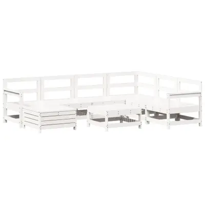 vidaXL Vrtna sedežna garnitura 8-delna bela trdna borovina