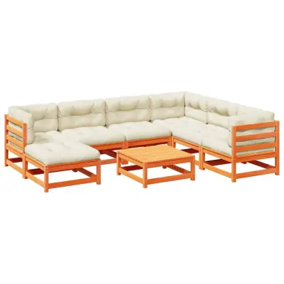 vidaXL Vrtna sedežna garnitura 8-delna z blazinami voščeno rjava