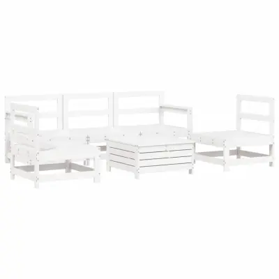 vidaXL Vrtna sedežna garnitura 6-delna bela trdna borovina