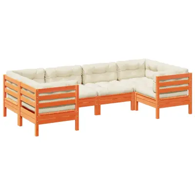 vidaXL Vrtna sedežna garnitura 6-delna z blazinami voščeno rjava