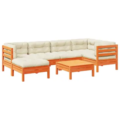 vidaXL Vrtna sedežna garnitura 7-delna z blazinami voščeno rjava