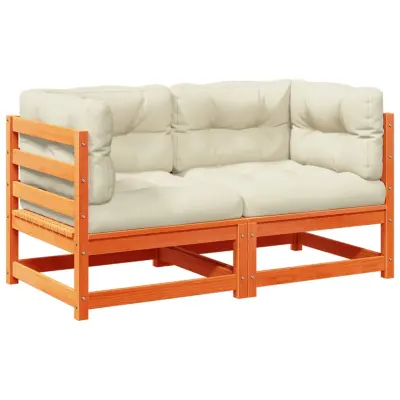 vidaXL Vrtna sedežna garnitura 2-delna z blazinami voščeno rjava