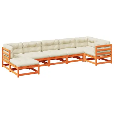 vidaXL Vrtna sedežna garnitura 7-delna z blazinami voščeno rjava