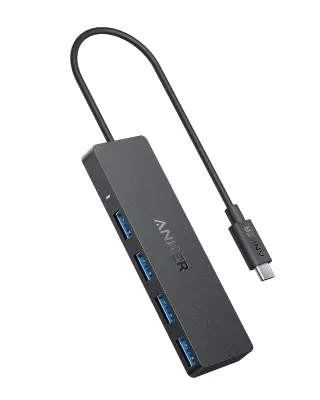 ANKER Ultra Slim 4-port (USB-A) črn hub + kabel USB-C