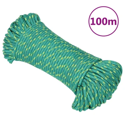 vidaXL Vrv za čoln zelena 4 mm 100 m polipropilen