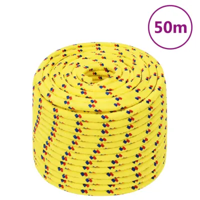 vidaXL Vrv za čoln rumena 12 mm 50 m polipropilen