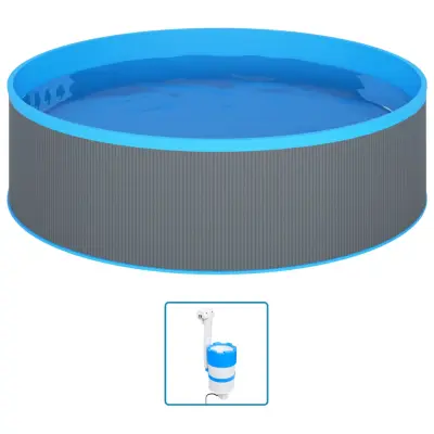 vidaXL Bazen z visečim lovilcem umazanije s črpalko 350x90 cm siv