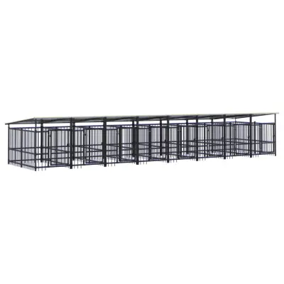 vidaXL Zunanji pasji boks s streho jeklen 15,02 m²