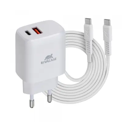 RIVACASE hišni polnilec PS4192 WD4 Quick Charge 20W vhod Type C in USB, ter s kablom Type C - Original (EU Blister) bel