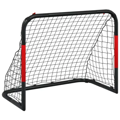 vidaXL Nogometni gol z mrežo rdeč in črn 90x48x71 cm jeklo