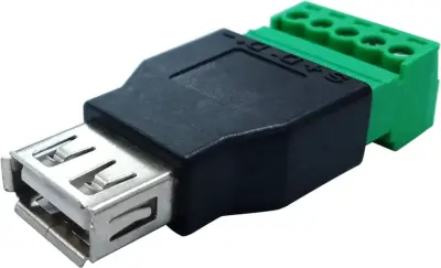 USB konektor ženski Tip A z vijaki, 5pin