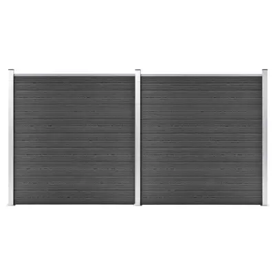 vidaXL Komplet ograjnih panelov WPC 353x186 cm črn