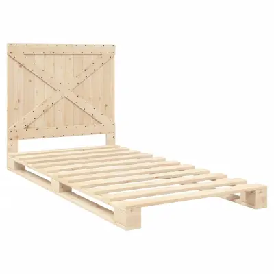 vidaXL Posteljni okvir z vzglavjem 100x200 cm trdna borovina