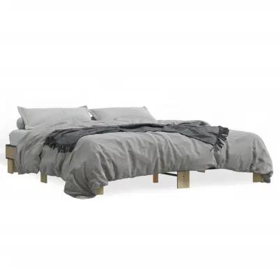 vidaXL Posteljni okvir sonoma hrast 160x200 cm inž. les in kovina