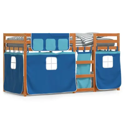 vidaXL Pograd z zavesami moder 75x190 cm trdna borovina
