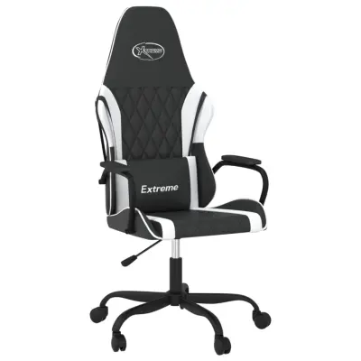 vidaXL Masažni gaming stol črno in belo umetno usnje