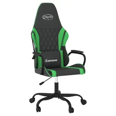 vidaXL Gaming stol črno in zeleno umetno usnje