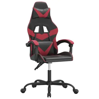 vidaXL Vrtljiv gaming stol črno in vinsko rdeče umetno usnje