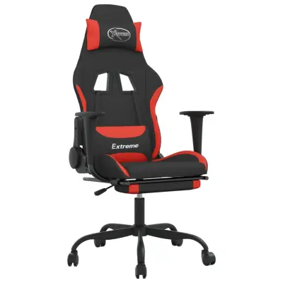 vidaXL Gaming stol z oporo za noge črno in rdeče blago