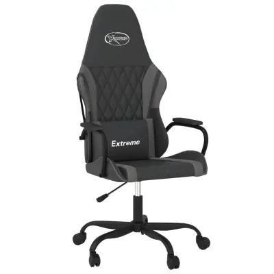 vidaXL Masažni gaming stol črno in siva umetno usnje