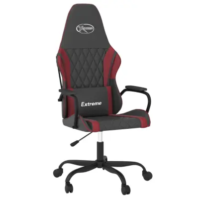 vidaXL Gaming stol črno in vinsko rdeče umetno usnje