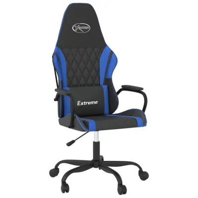 vidaXL Gaming stol črno in modro umetno usnje
