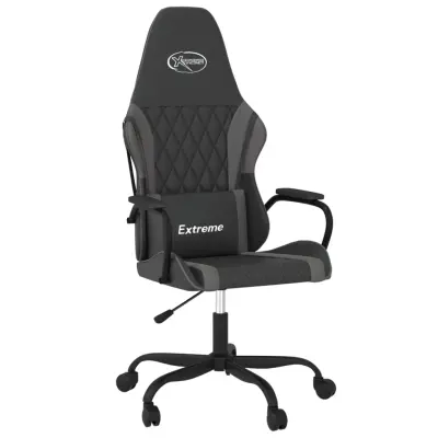 vidaXL Gaming stol črno in siva umetno usnje